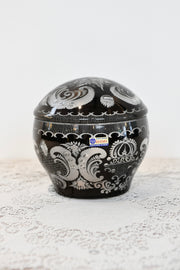 Czech Handmade Bohemian Black Lidded Jar