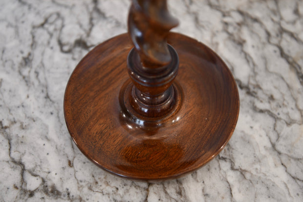 Indian Wood and Brass Candlestick