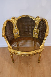 Antique Louis XVI Gold Leaf Cane Chair