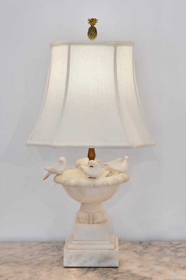 Alabaster Birdbath Lamp