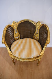 Antique Louis XVI Gold Leaf Cane Chair