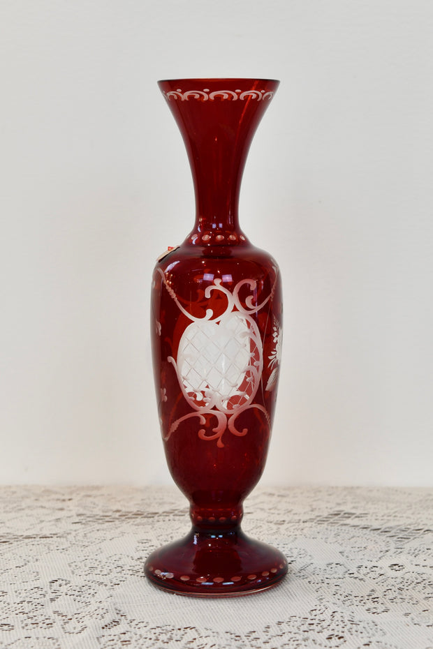 Czech Handmade Ruby Bohemian Glass