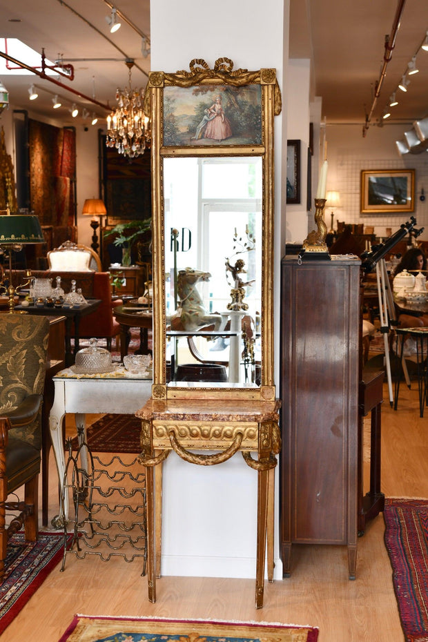 Antique Louis XVI Style Giltwood Mirror Console