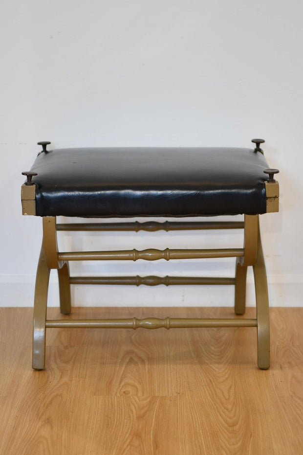 Vintage Neoclassical Style Upholstered Bench