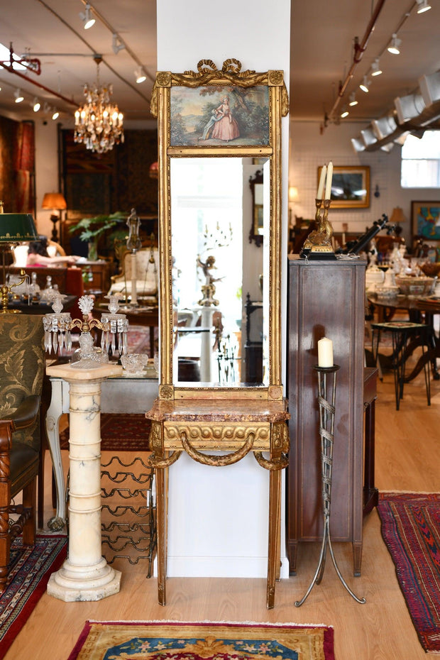 Antique Louis XVI Style Giltwood Mirror Console