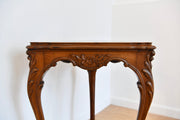 Inlaid Burled Top Triangle Table