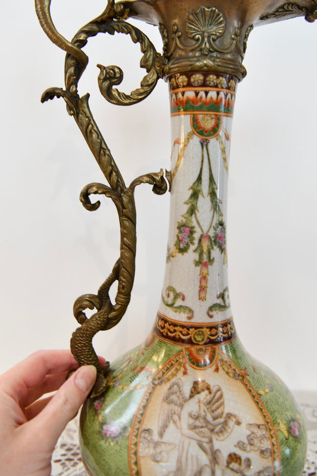 Renaissance-Style Porcelain & Gilt Metal Ewer