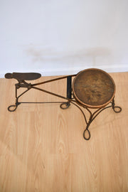 Antique Iron and Wood Shoe Shine Seat