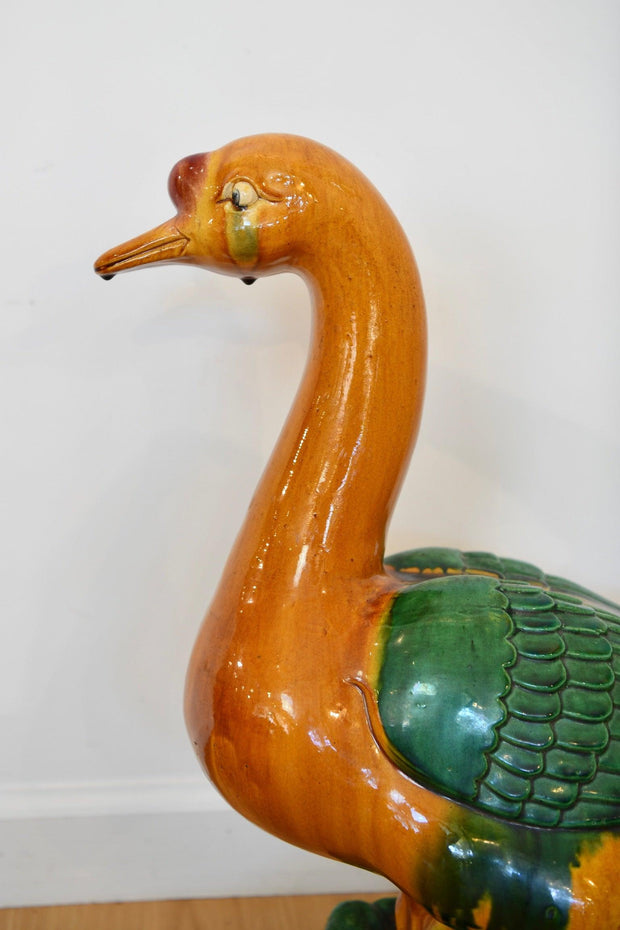 Chinese Sancai Glazed Ceramic Duck