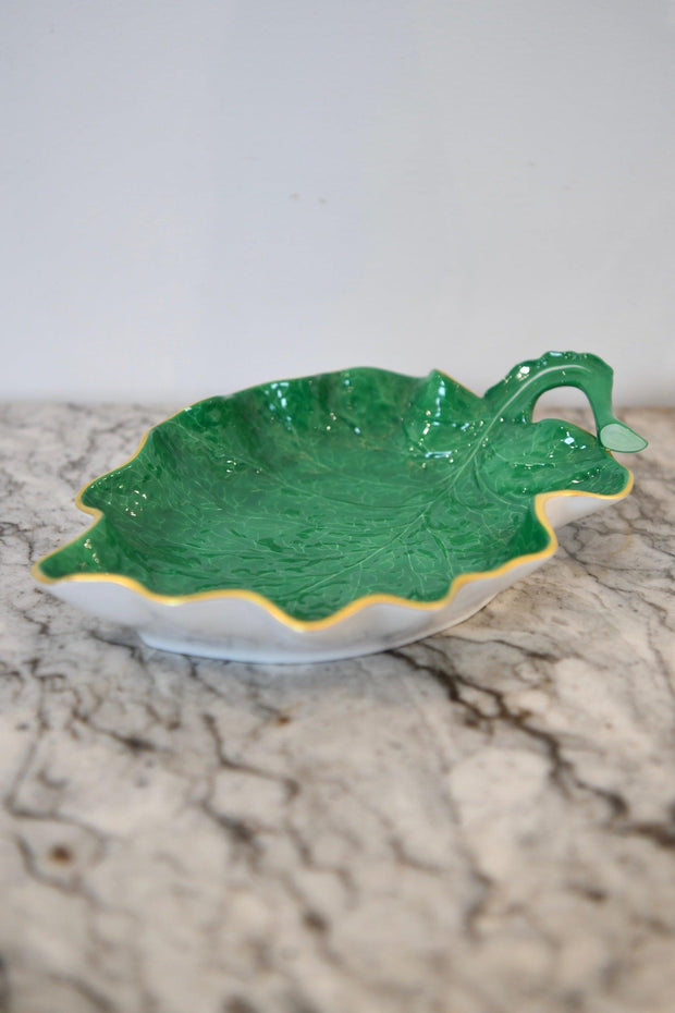 Herend Hungarian Green Leaf Serving Dish