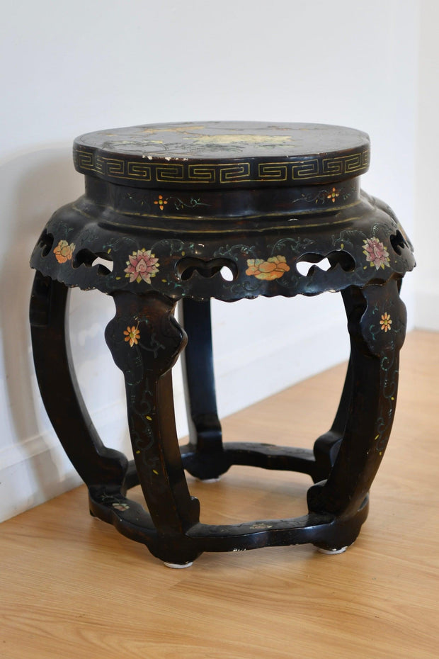 Antique Asian Wood Garden Seat