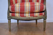 Vintage Louis XVI Style Upholstered Bergere