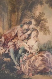 French School "Courting Couple" Lithograph