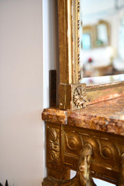 Antique Louis XVI Style Giltwood Mirror Console