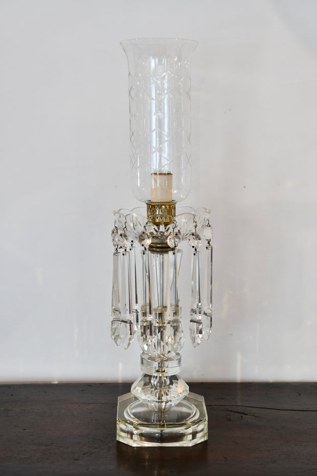 1930s Crystal Hurricane Lamp