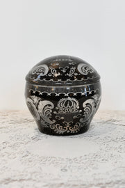 Czech Handmade Bohemian Black Lidded Jar