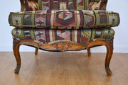 Antique Finely Carved Louis XV Style Chair With Kilm Upholestry