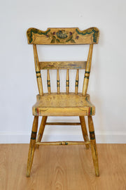 Pennsylvania Painted Half Spindle Back Plank Seat Chair