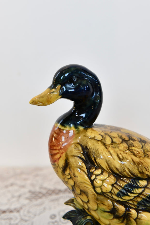 Porcelain Duck Candlestick and Figurine