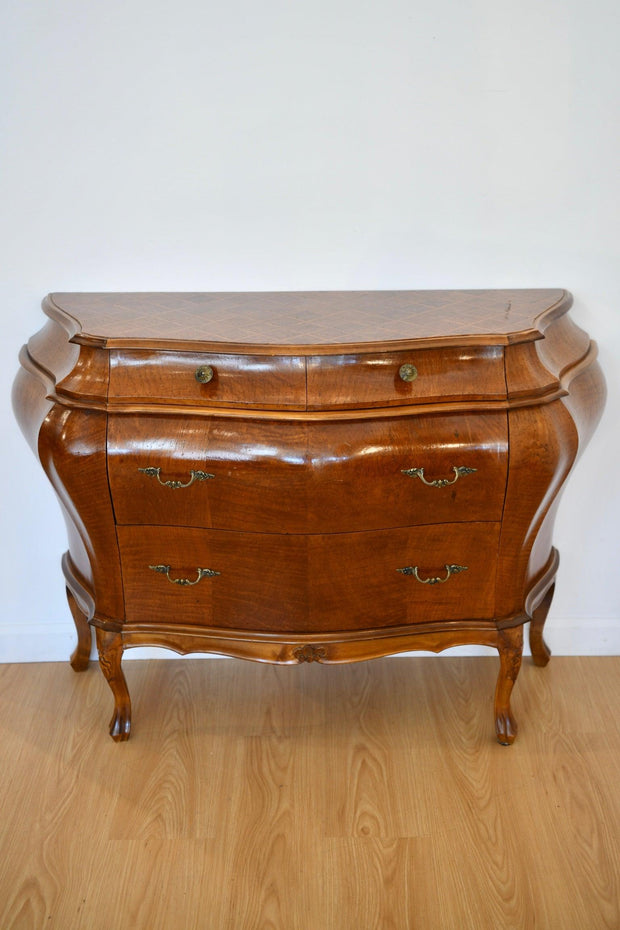 Vintage Parquetry Inlaid Italian Style Commode