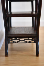 Antique Asian Hardwood Table Top Etagere