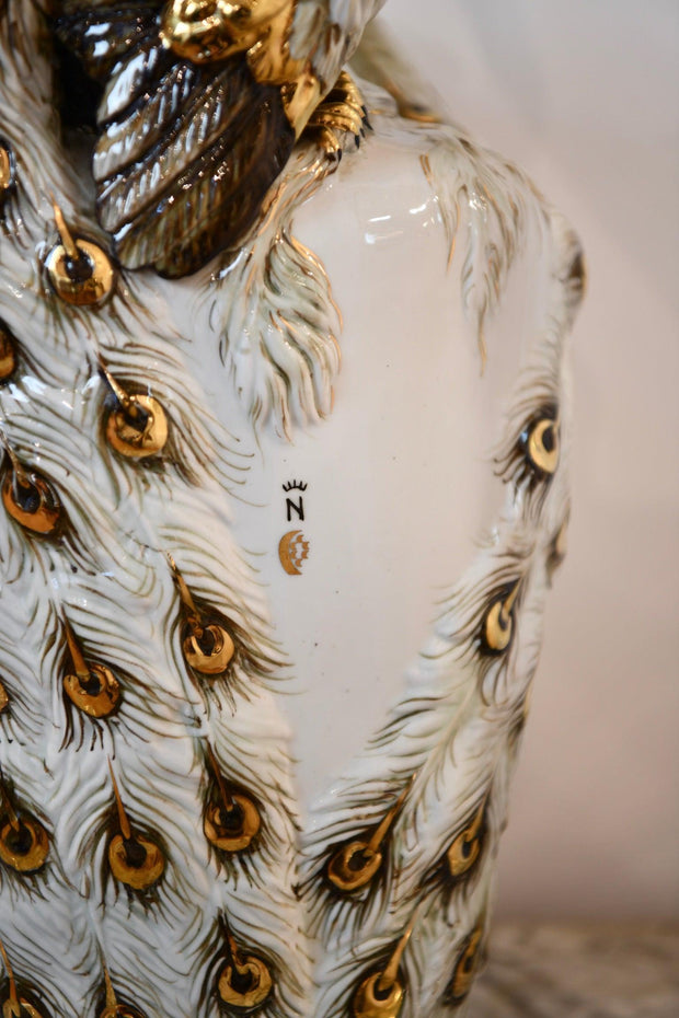 Capodimonte Porcelain Peacock Lamp