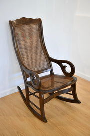 Antique American Caned Rocking Chair