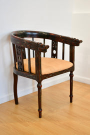 Chinese Horseshoe Back Carved Armchair