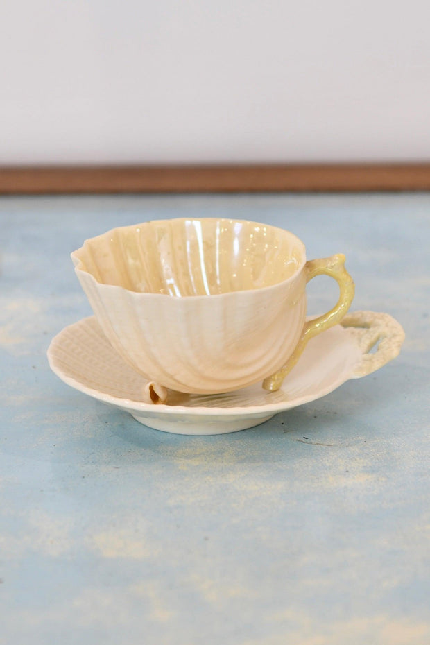 Belleek Shell Cup and Saucer
