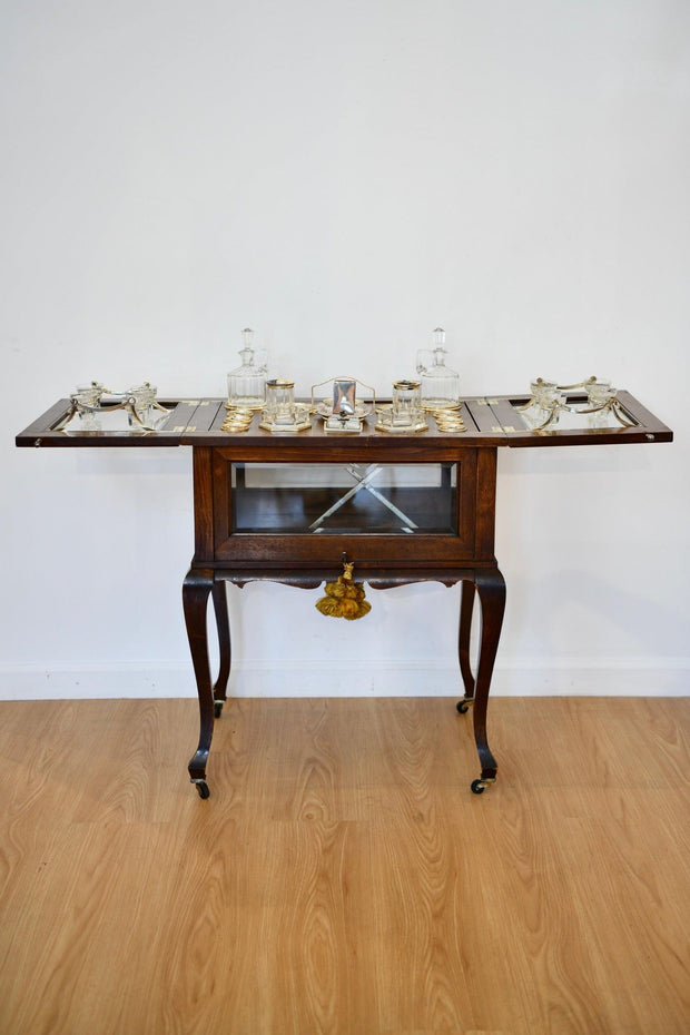 Walnut Tantalus Bar Cart