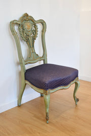 Antique Green Painted Carved Chair