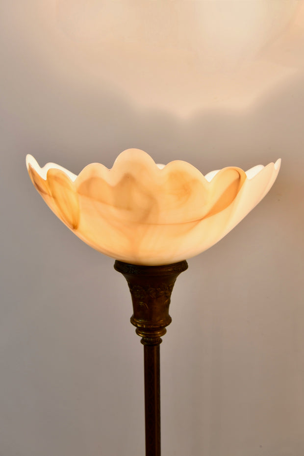Antique Onyx & Brass Floor Lamp