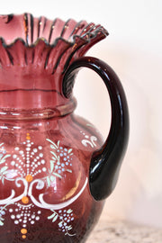 Bohemian Ruffled Glass Pitcher