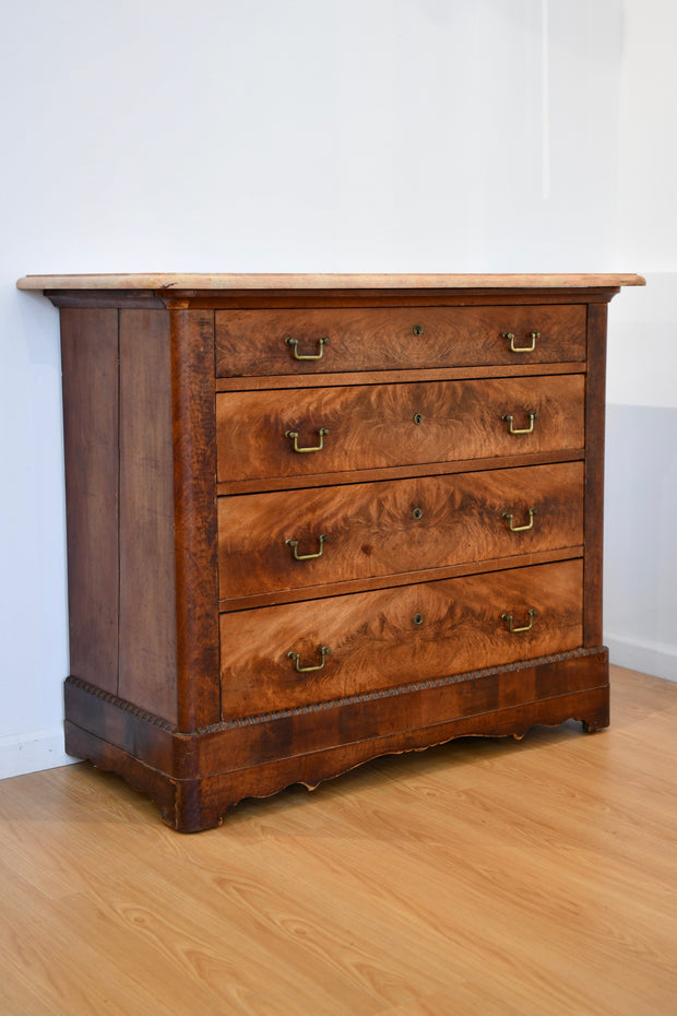 Flame Mahogany Marble Top Commode
