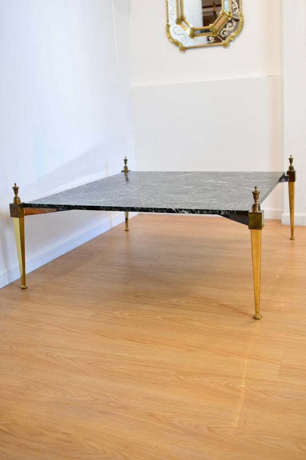 Directoire Style Brass Marble Top Coffee Table