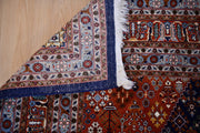 Signed Vintage Hand Knotted Diamond Patterned Rug