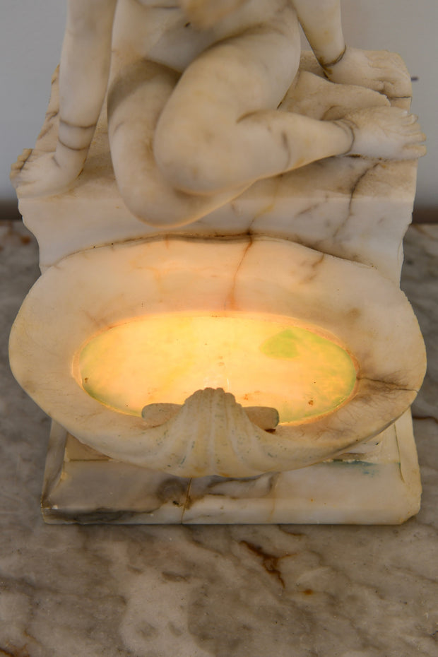 Antique Alabaster Figural Lamp