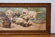 Antique Lithograph Yardlong of Puppies