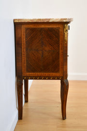 French Inlaid Rosewood Marble Top Nighstand