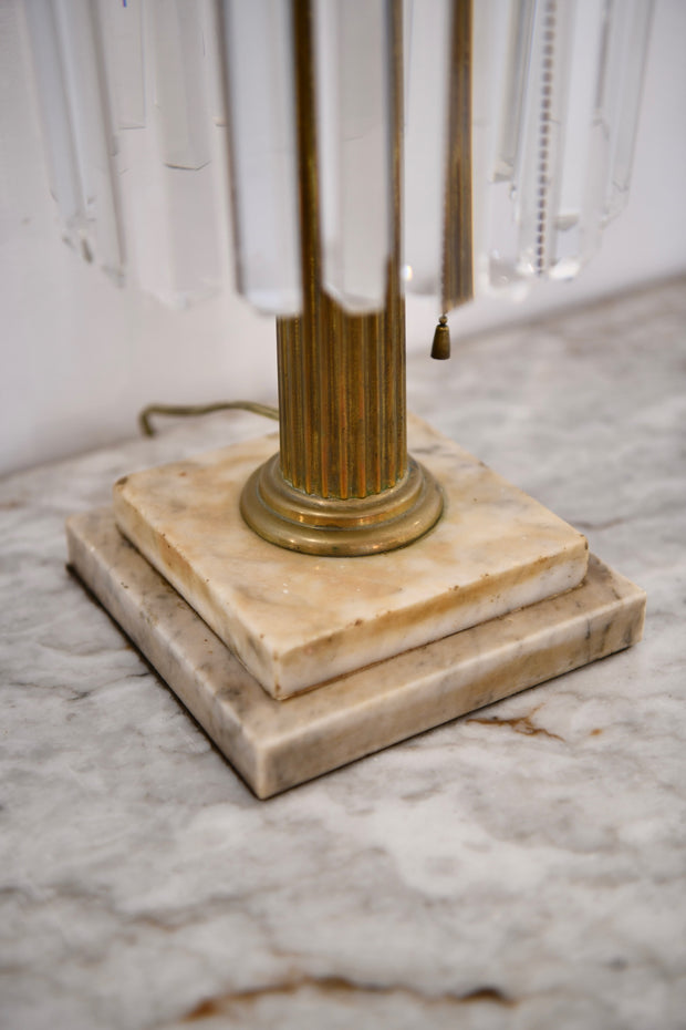 Antique Brass and Marble Astral Lamp