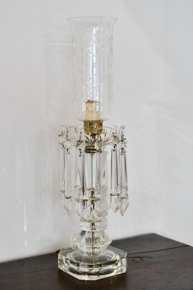 1930s Crystal Hurricane Lamp