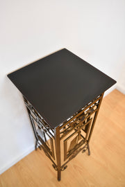 Black Glass Top Nautical Metal Table