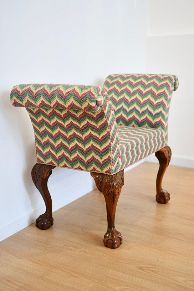 Chippendale Style Mahogany Upholstered Scroll