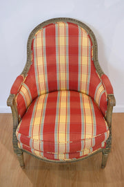 Vintage Louis XVI Style Upholstered Bergere