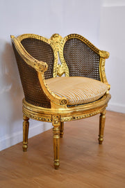 Antique Louis XVI Gold Leaf Cane Chair