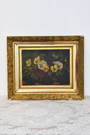 Antique Oil on Board Floral Still Life