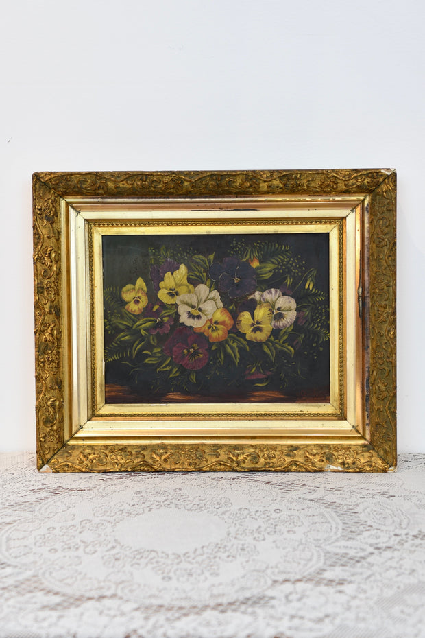 Antique Oil on Board Floral Still Life