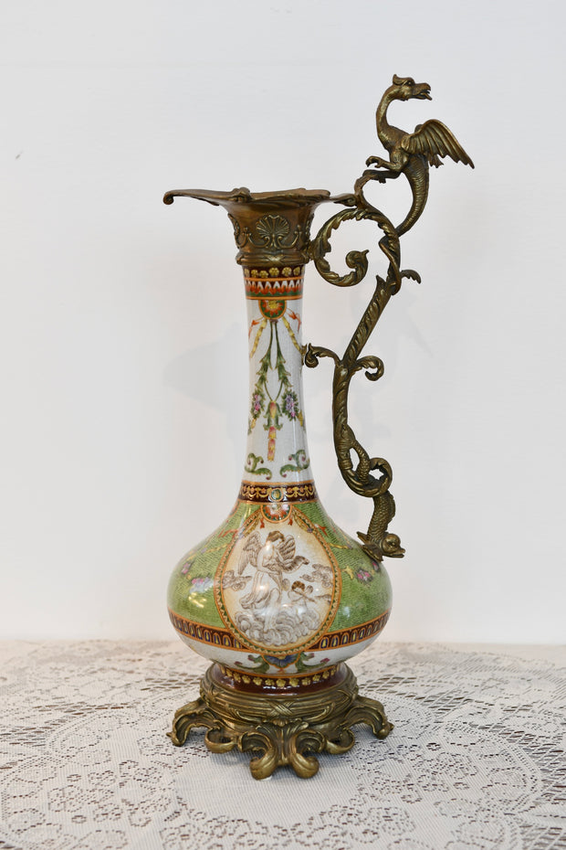 Renaissance-Style Porcelain & Gilt Metal Ewer