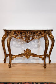 Antique Carved & Giltwood Marbletop Console