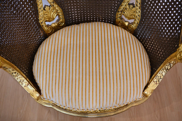 Antique Louis XVI Gold Leaf Cane Chair